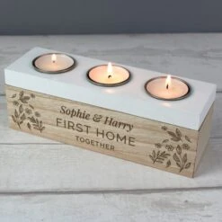 Personalised Floral Triple Tealight Box -Chic Household Items 30878227 alt02