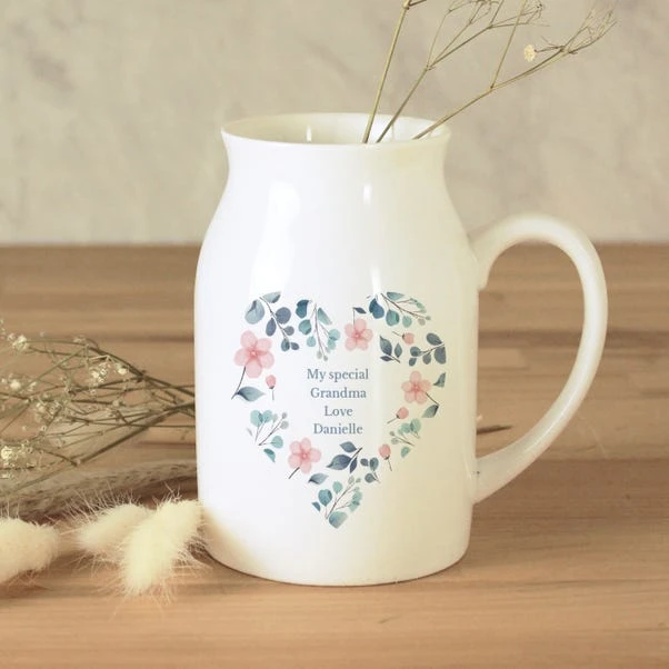 Personalised Floral Heart Flower Jug Vase 5 Personalised Floral Heart Flower Jug Vase - Image 3