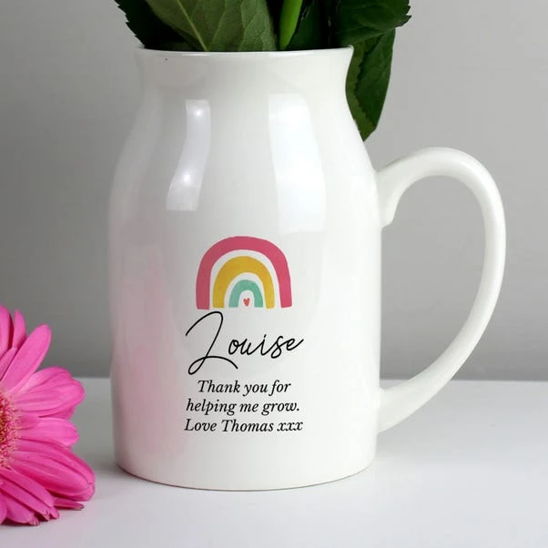 Personalised Rainbow Flower Jug Vase 2 Personalised Rainbow Flower Jug Vase