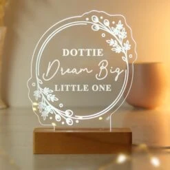 Personalised Floral Wooden Based LED Light -Chic Household Items 30878345 alt05