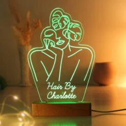 Personalised Fleur Line Art Wooden Based LED Light -Chic Household Items 30878347 alt03