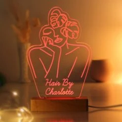 Personalised Fleur Line Art Wooden Based LED Light -Chic Household Items 30878347 alt06