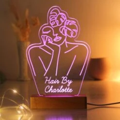 Personalised Fleur Line Art Wooden Based LED Light -Chic Household Items 30878347 alt07