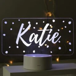 Personalised Polka Dot Name Colour Changing Night LED Light -Chic Household Items 30878350 alt01