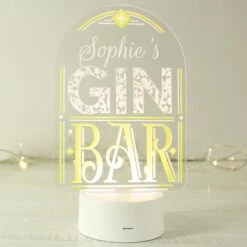 Personalised Gin Bar Colour Changing Night LED Light
