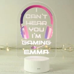 Personalised Pink Gaming Colour Changing Night LED Light