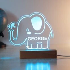 Personalised Elephant Wooden Based LED Light -Chic Household Items 30878367 alt02