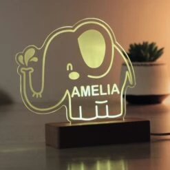 Personalised Elephant Wooden Based LED Light -Chic Household Items 30878367 alt03