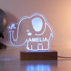 Personalised Elephant Wooden Based LED Light -Chic Household Items 30878367 alt04