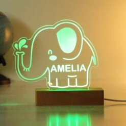 Personalised Elephant Wooden Based LED Light -Chic Household Items 30878367 alt05