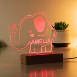 Personalised Elephant Wooden Based LED Light -Chic Household Items 30878367 alt06