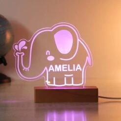 Personalised Elephant Wooden Based LED Light -Chic Household Items 30878367 alt07