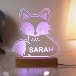 Personalised Fox Wooden Based LED Light -Chic Household Items 30878368 alt02