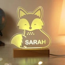 Personalised Fox Wooden Based LED Light -Chic Household Items 30878368 alt03