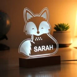 Personalised Fox Wooden Based LED Light -Chic Household Items 30878368 alt04