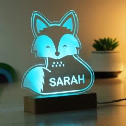 Personalised Fox Wooden Based LED Light -Chic Household Items 30878368 alt05