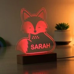 Personalised Fox Wooden Based LED Light -Chic Household Items 30878368 alt06