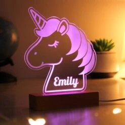 Personalised Unicorn Wooden Based LED Light -Chic Household Items 30878369 alt01