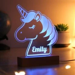Personalised Unicorn Wooden Based LED Light -Chic Household Items 30878369 alt02