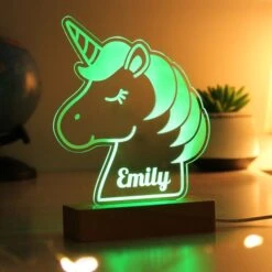 Personalised Unicorn Wooden Based LED Light -Chic Household Items 30878369 alt03