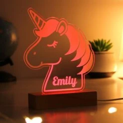 Personalised Unicorn Wooden Based LED Light -Chic Household Items 30878369 alt04