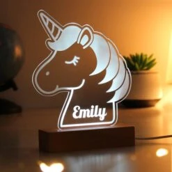 Personalised Unicorn Wooden Based LED Light -Chic Household Items 30878369 alt05