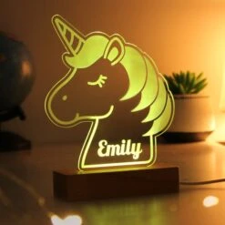 Personalised Unicorn Wooden Based LED Light -Chic Household Items 30878369 alt06