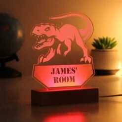 Personalised Dinosaur Wooden Based LED Light -Chic Household Items 30878372 alt02