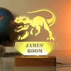 Personalised Dinosaur Wooden Based LED Light -Chic Household Items 30878372 alt04