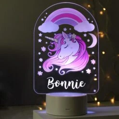 Personalised Pink Unicorn Colour Changing Night LED Light -Chic Household Items 30878380 alt02