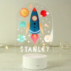 Personalised Space Rocket Colour Changing Night LED Light