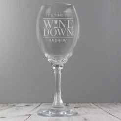 Personalised It's Time To Wine Down Wine Glass -Chic Household Items 30878460 alt01