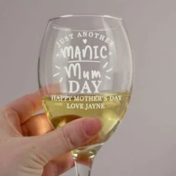 Personalised Manic Mum Day Wine Glass -Chic Household Items 30878463 alt02