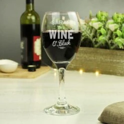 Personalised Wine OClock Engraved Wine Glass