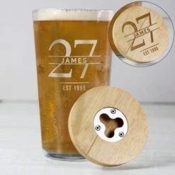 Personalised Birthday Bamboo Bottle Opener Coaster And Pint Glass Set 10 Personalised Birthday Bamboo Bottle Opener Coaster And Pint Glass Set -Chic Household Items 30878494 alt02