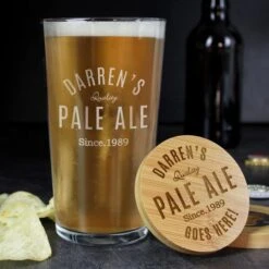 Personalised Bamboo Bottle Opener Coaster And Pint Glass -Chic Household Items 30878495 alt02