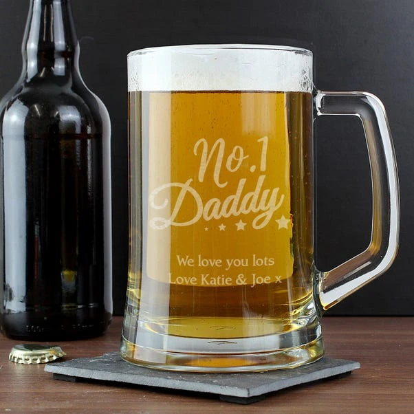 Personalised No1 Daddy Glass Pint Stern Tankard 3 Personalised No1 Daddy Glass Pint Stern Tankard