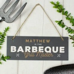 Personalised Barbeque Grill Master Printed Hanging Slate Plaque -Chic Household Items 30880793 alt02