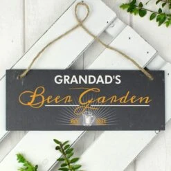 Personalised Beer Garden Printed Hanging Slate Plaque