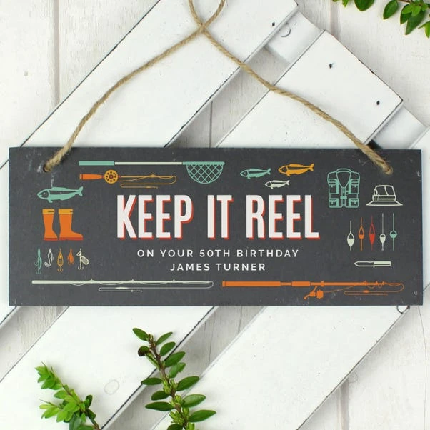 Personalised Keep It Reel Printed Hanging Slate Plaque 3 Personalised Keep It Reel Printed Hanging Slate Plaque