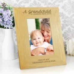Personalised A Grandchild Is A Blessing Light Wood Portrait Photo Frame 20 Personalised A Grandchild Is A Blessing Light Wood Portrait Photo Frame -Chic Household Items 30880821 alt02