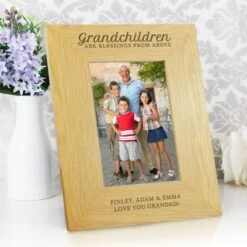 Personalised Grandchildren Are A Blessing Light Wood Portrait Photo Frame -Chic Household Items 30880822