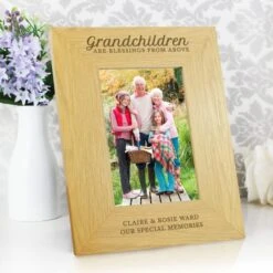 Personalised Grandchildren Are A Blessing Light Wood Portrait Photo Frame -Chic Household Items 30880822 alt01