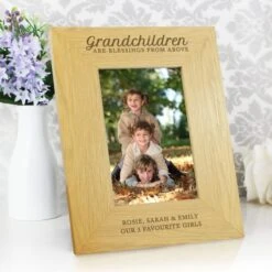 Personalised Grandchildren Are A Blessing Light Wood Portrait Photo Frame -Chic Household Items 30880822 alt02