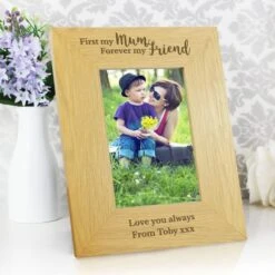 Personalised First My Mum Forever My Friend Light Wood Portrait Photo Frame -Chic Household Items 30880823