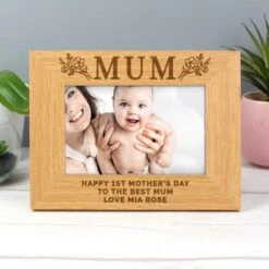 Personalised Floral Mum Oak Effect Landscape Photo Frame -Chic Household Items 30880825 alt03