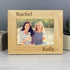 Personalised Couples Light Wood Landscape Photo Frame -Chic Household Items 30880827
