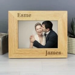 Personalised Couples Light Wood Landscape Photo Frame -Chic Household Items 30880827 alt01
