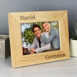 Personalised Couples Light Wood Landscape Photo Frame -Chic Household Items 30880827 alt02