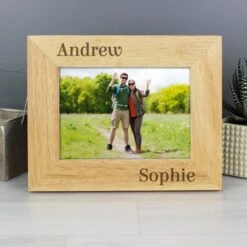 Personalised Couples Light Wood Landscape Photo Frame -Chic Household Items 30880827 alt03